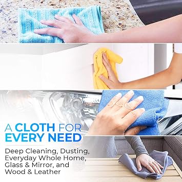 Fuller Brush Shine Bright Microfiber Cloths 3-Pack, 16 x 16 Streak-Free Cleaning for Glass, Mirrors & Appliances Lint-Free, Super Absorbent, Reusable