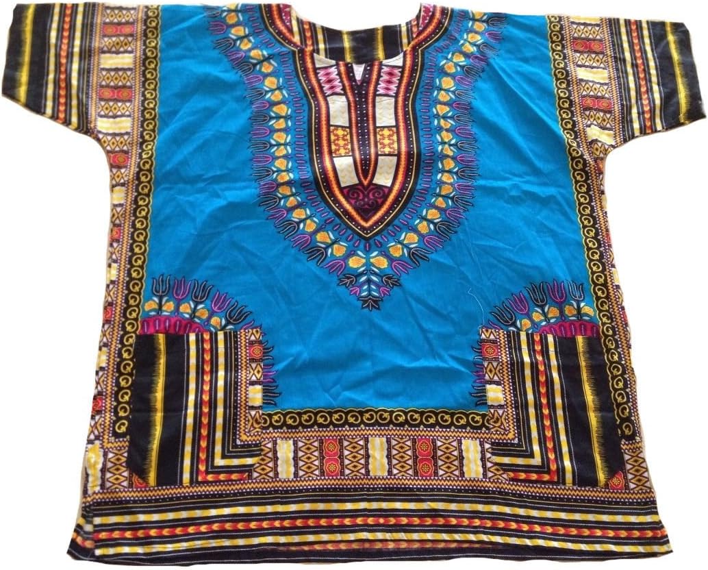 Unisex Short Sleeve Dashiki African Festival Hippie Poncho Mexican Colourful T Shirt Kaftan for Men and Women
