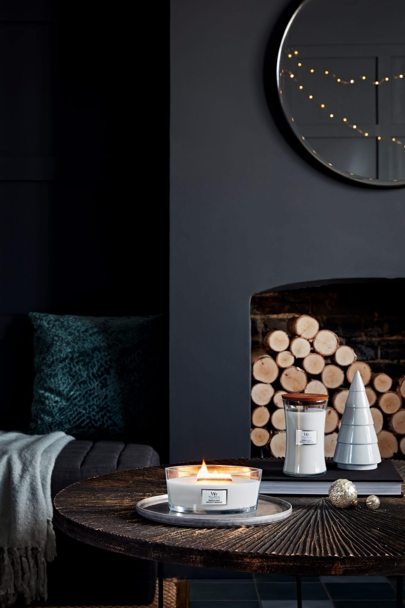 Vela aromática Woodwick Magnolia Birch Ellipse 453,6 g
