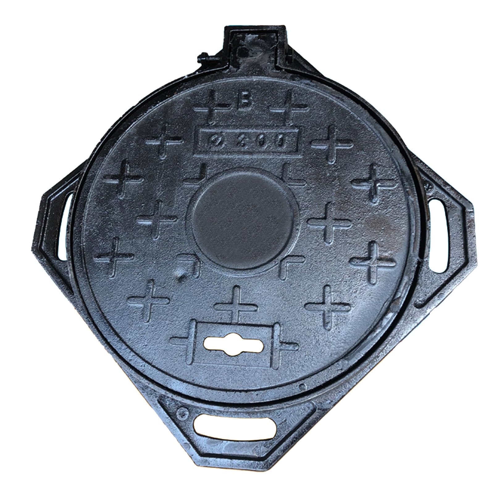 GJMSSMY 12in Cast Iron Manhole Cover, Non-Slip Septic Lid, Heavy-Duty for Driveways & Sidewalks, Weather-Resistant, 30cm Drainage Access Cover
