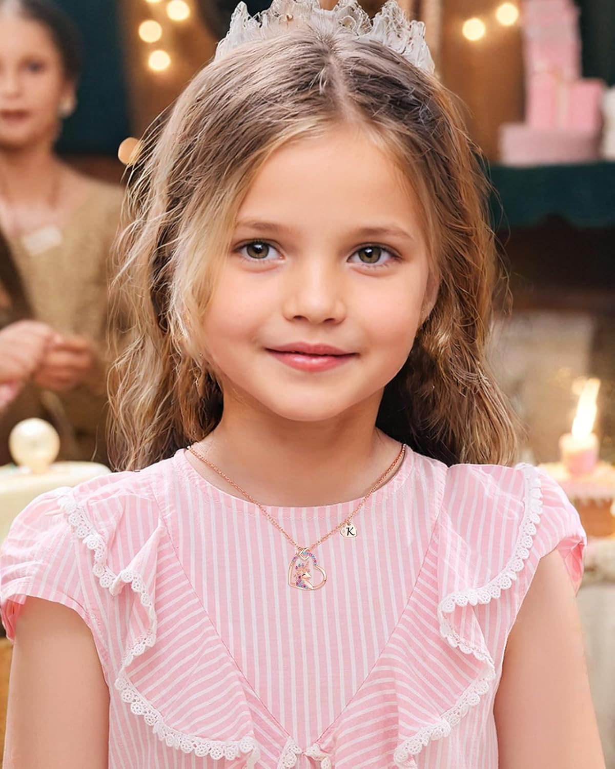 Unicorn Gifts for Girls, Colorful CZ Heart Unicorn Necklaces Initial Necklace Birthday Christmas Gift for Girls Teens - Image 3