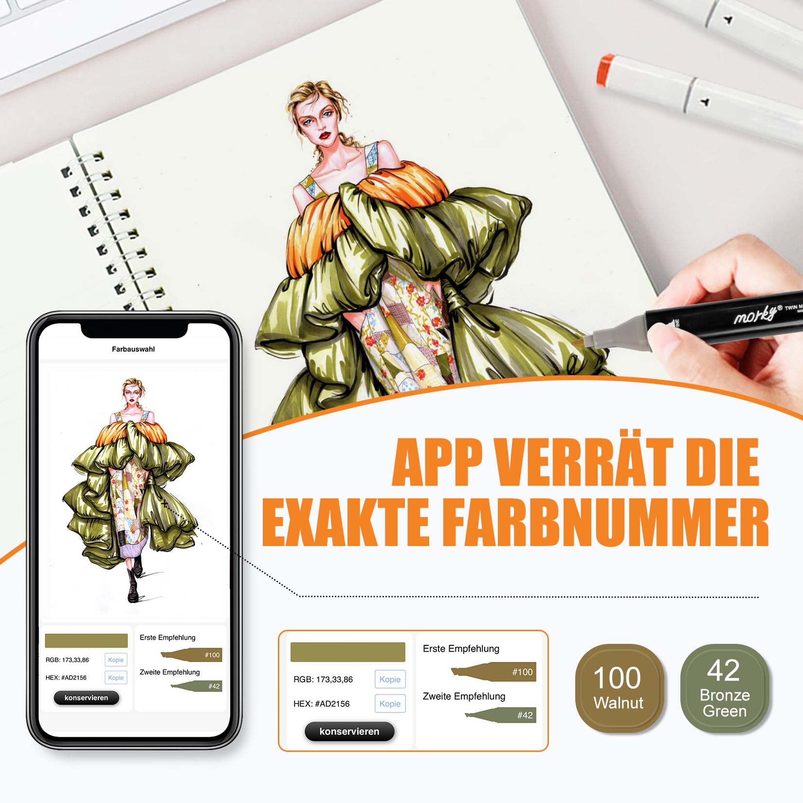 AEDAGA 262 Farben Alkohol Marker mit App, Doppelspitze Alkohol Stifte Set | Meißel & Feine Spitze | Mischbar | Ungiftig | Alkoholbasis |Farbcode | Alkoholmarker for Malerei, Zeichnen & Illustrationen