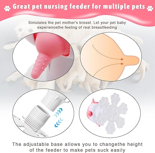 Miniatura 7 de Sinknap Biberones para cachorros para lactancia, comederos de leche para cachorros para múltiples pezones, 5 tetinas, estación de lactancia de