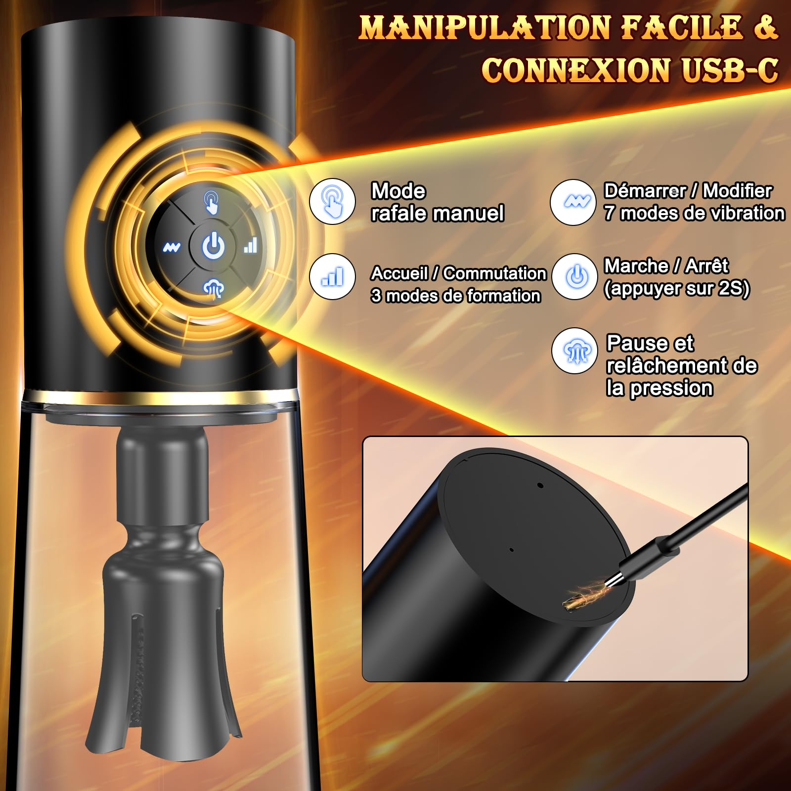Sex Toýs Homme Pompe a Pénis - Sextoy Automatique Masturbateur pour Masturbeuse Masculins Mains Libres, Vaginette Réaliste Jouet Adulte, Extenseur & Agrandir le Pénien Vibromasseurs avec 3 + 7 Modes