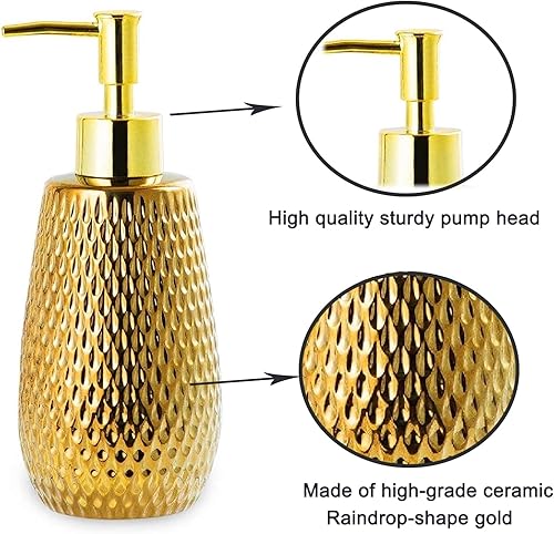 Miniatura 2 de Dispensador de jabón dorado, dispensador de jabón de loción de cerámica para baño, cocina, jabón de manos, jabón para platos, encimera de baño en