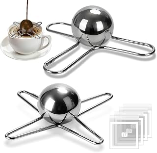 2 Pcs Espresso Cooling Ball, Stainless Steel Espresso Ball Chiller With 3 Stands and 4 Stands, Iced Coffee Accessories for Bourbon, Scotch, and Cocktails, Ball Espresso Machine Accessories