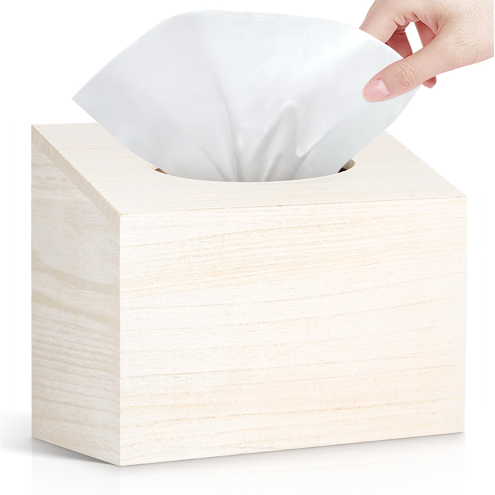 Tissue Box Cover Holder Compatible with Kleenex Disposable Paper Hand Towels?Wood Hand Towels Cover Paper Towel Dispenser for Tabletop, Bathroom, Office(White)