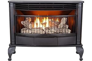 ProCom 25000 BTU Ventless Space Saving Free Standing Dual Fuel Gas Fireplace Heater