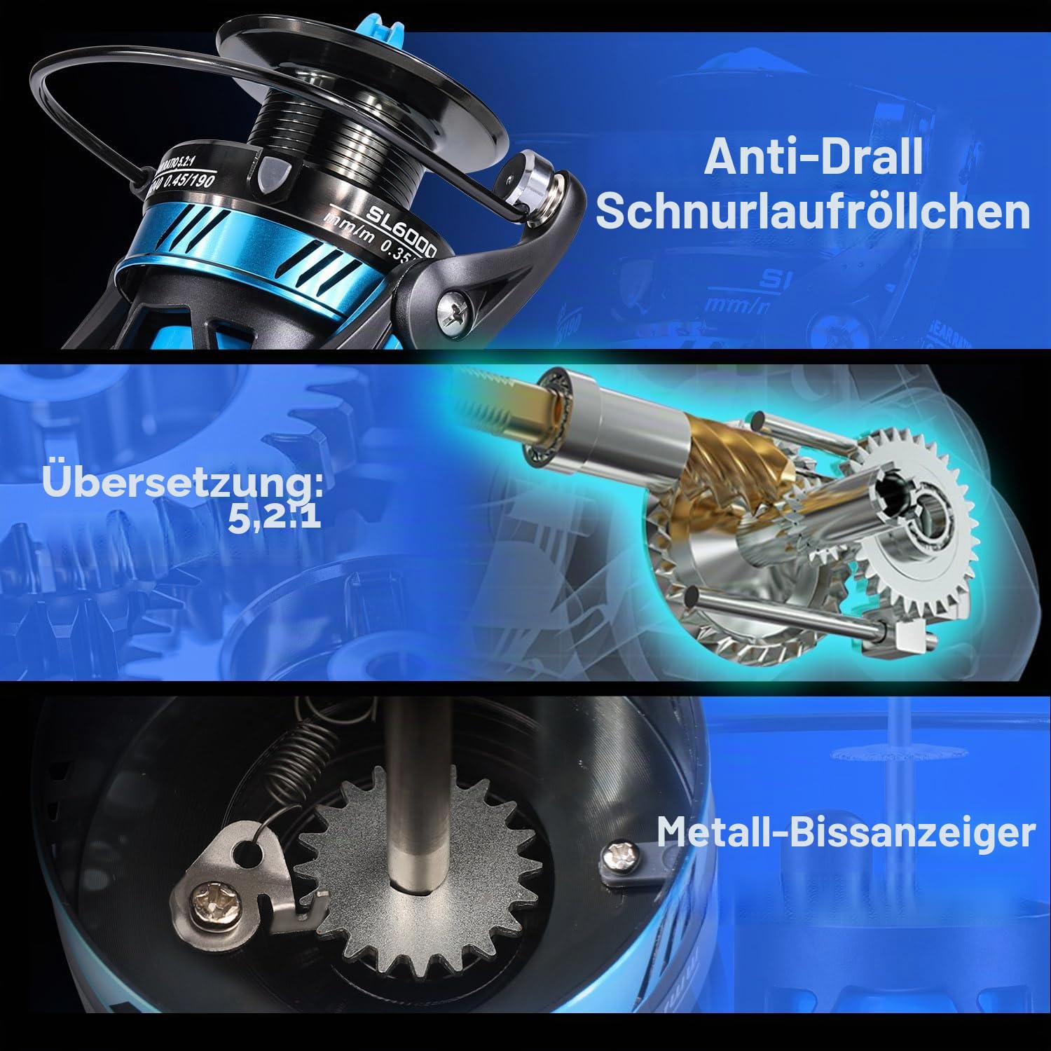 Yun Nong Angelrute und Rolle Combo – 4-teilige, tragbare, leichte Wurfrute mit Spinastrolle, 3,5 m/45,7 cm Länge, für Süß- und Salzwasser, Reiseangel-Set