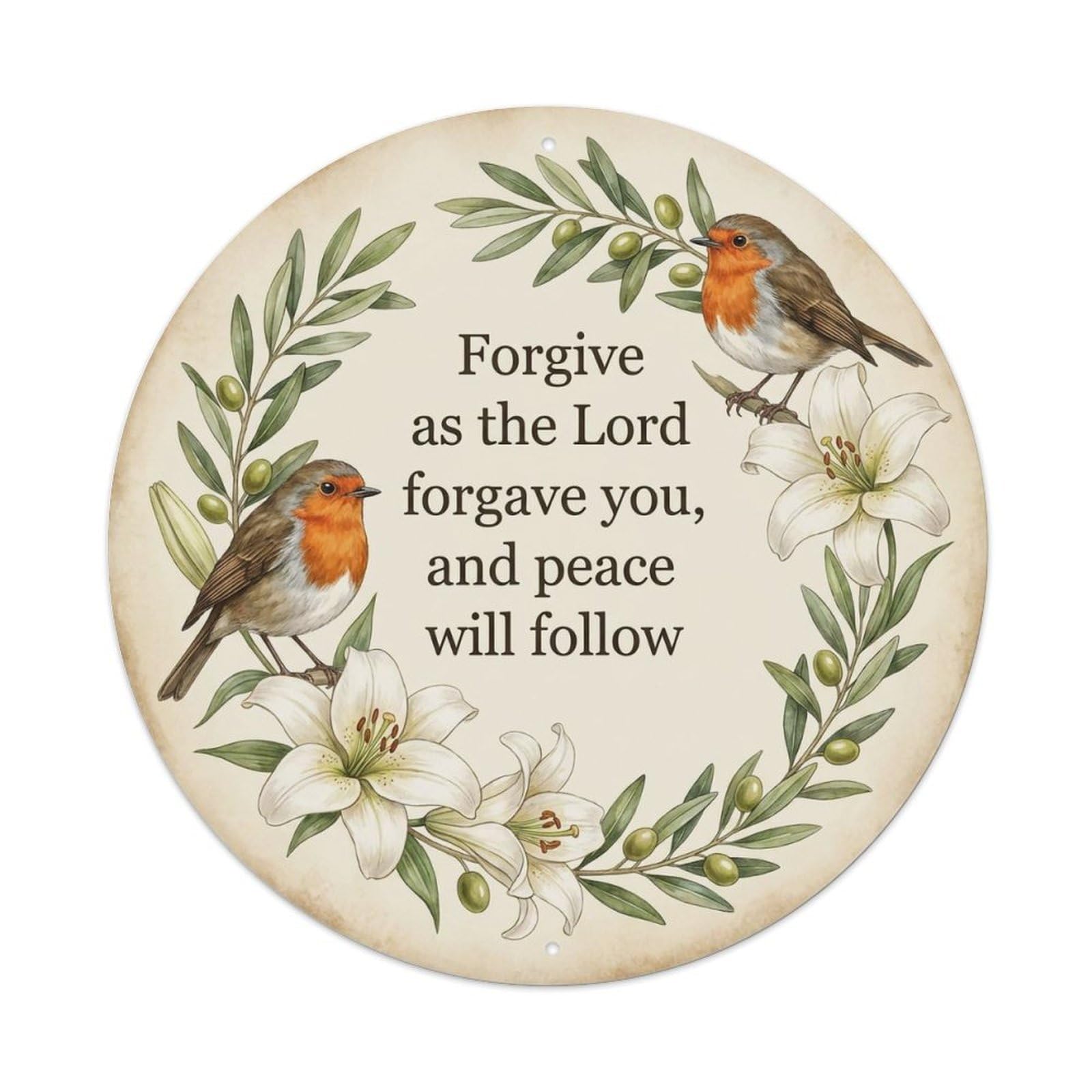 Metal Tin Sign European Robin Garden Sign Heaven Love Forgiveness