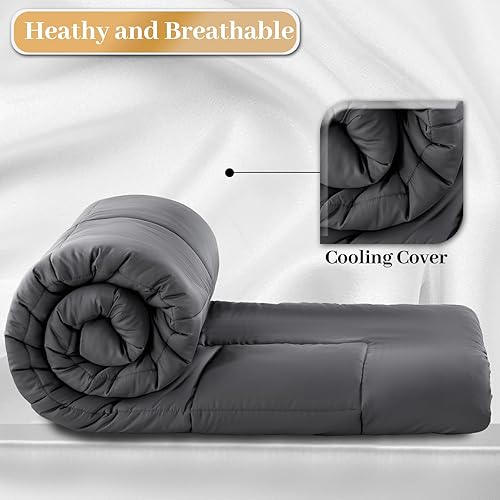 Miniatura 4 de Bedlifes Edredón de bambú refrescante tamaño King para dormir con calor, edredón alternativo de lujo, relleno de edredón con 8 pestañas en las