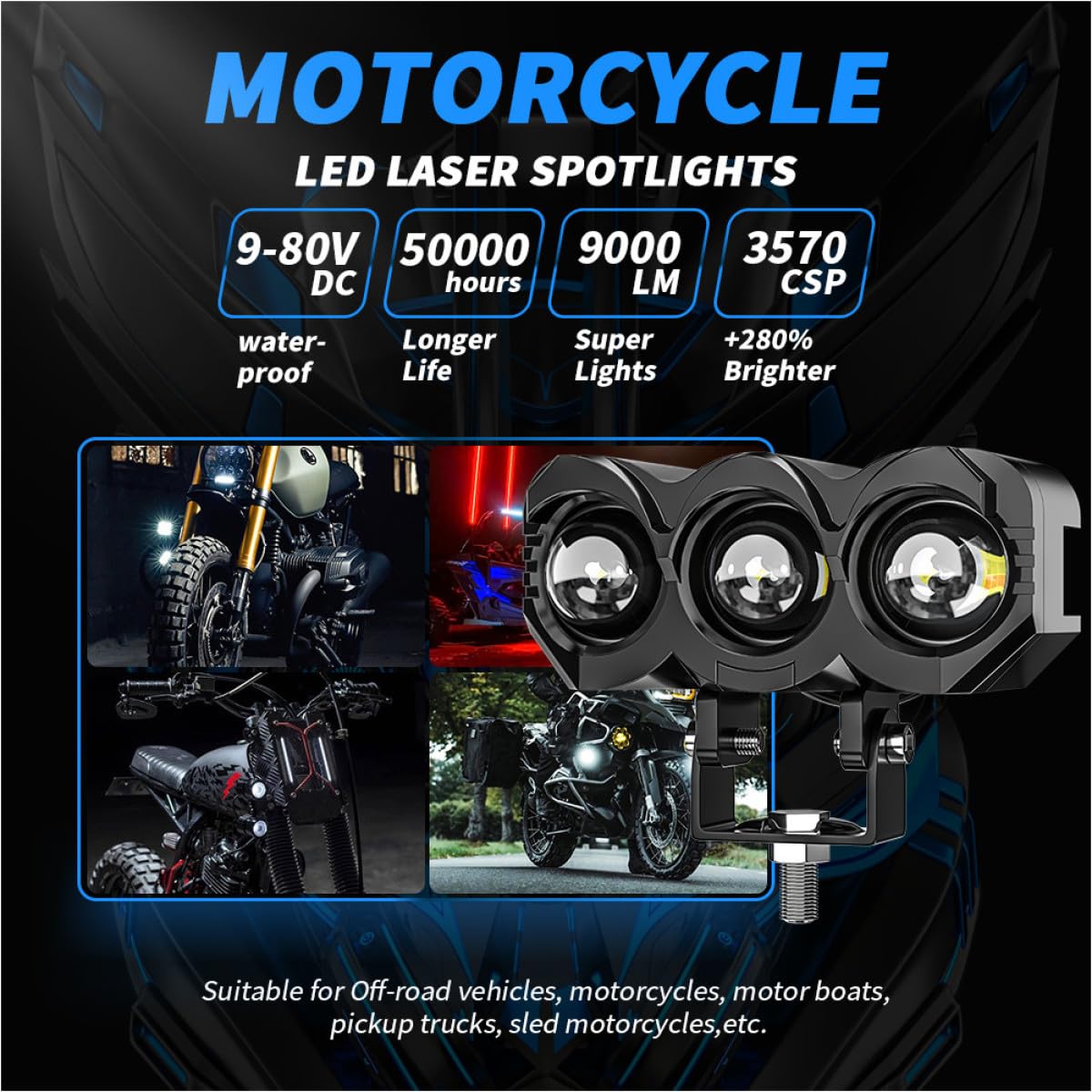 Coppia Faretti Fendinebbia LED Moto Impermeabili Ip68 in Alluminio e PC Doppia Modalità Luce per Sicurezza Migliorata, per Moto ed E-bike Fuoristrada
