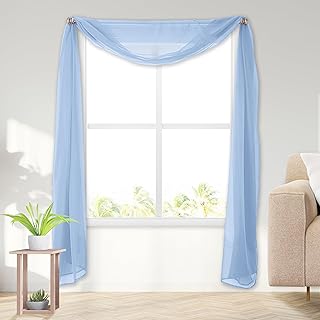 Elegant Comfort Lightweight Sheer Voile Window Scarf Valance