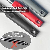 Vista 6 de 2 paquetes de espátulas, juego de espátulas de silicona sólidas y ranuradas, mango de acero inoxidable recubierto con silicona, espátulas