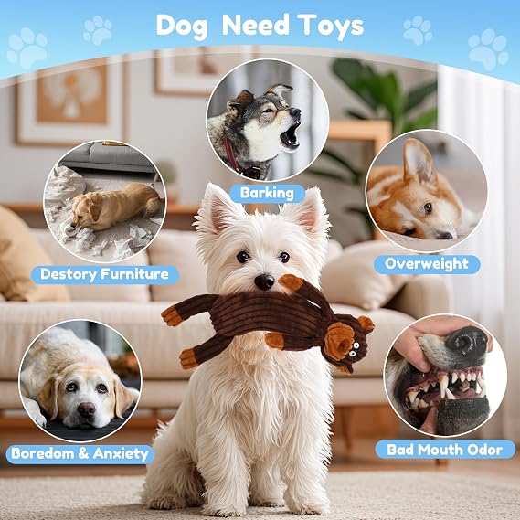 No Stuffing squeaky Dog Toys for large dogs,5pack 16 plush Crinkle chew Dog Toys to Keep Them Busy,Durable Cute Animals Puppy Teething toys for Small Medium Large Breed, dog Gifts & Tug of War Toys