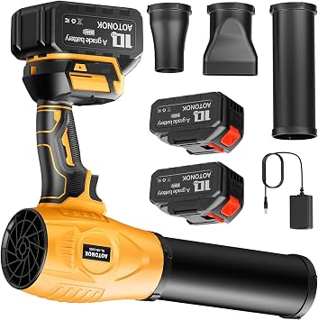 Leaf Blower Cordless, 21V Electric Handheld Leaf Blower with 22.0Ah Batteries & Fast Charger, Adjustable Speed, Powerful Airflow, Lightweight for Lawn Care/Yard/Leaves/Dust, Yellow