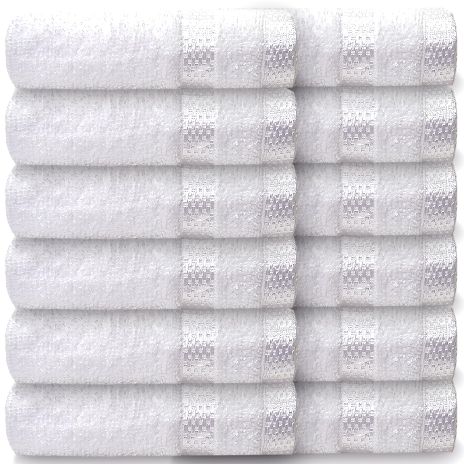 Casabella Face Towels-100% Cotton 12 Pack Set of Flannel Face Cloths Soft & Absorbent Fingertip Towels Perfect for Cleansing & Makeup Removal, Premium Quality Washcloths 30x30cm-White Face Flannel โ image 1