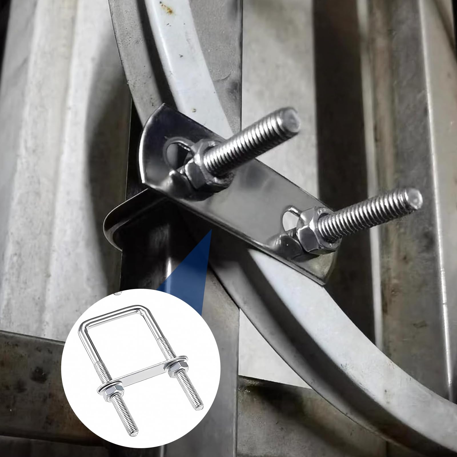 Grucce a U con filettatura, 4 viti da stiro M8, 50 x 80 mm, in acciaio inox, viti a U con dadi, bulloni a U per il fissaggio del tubo, riparazione di traino
