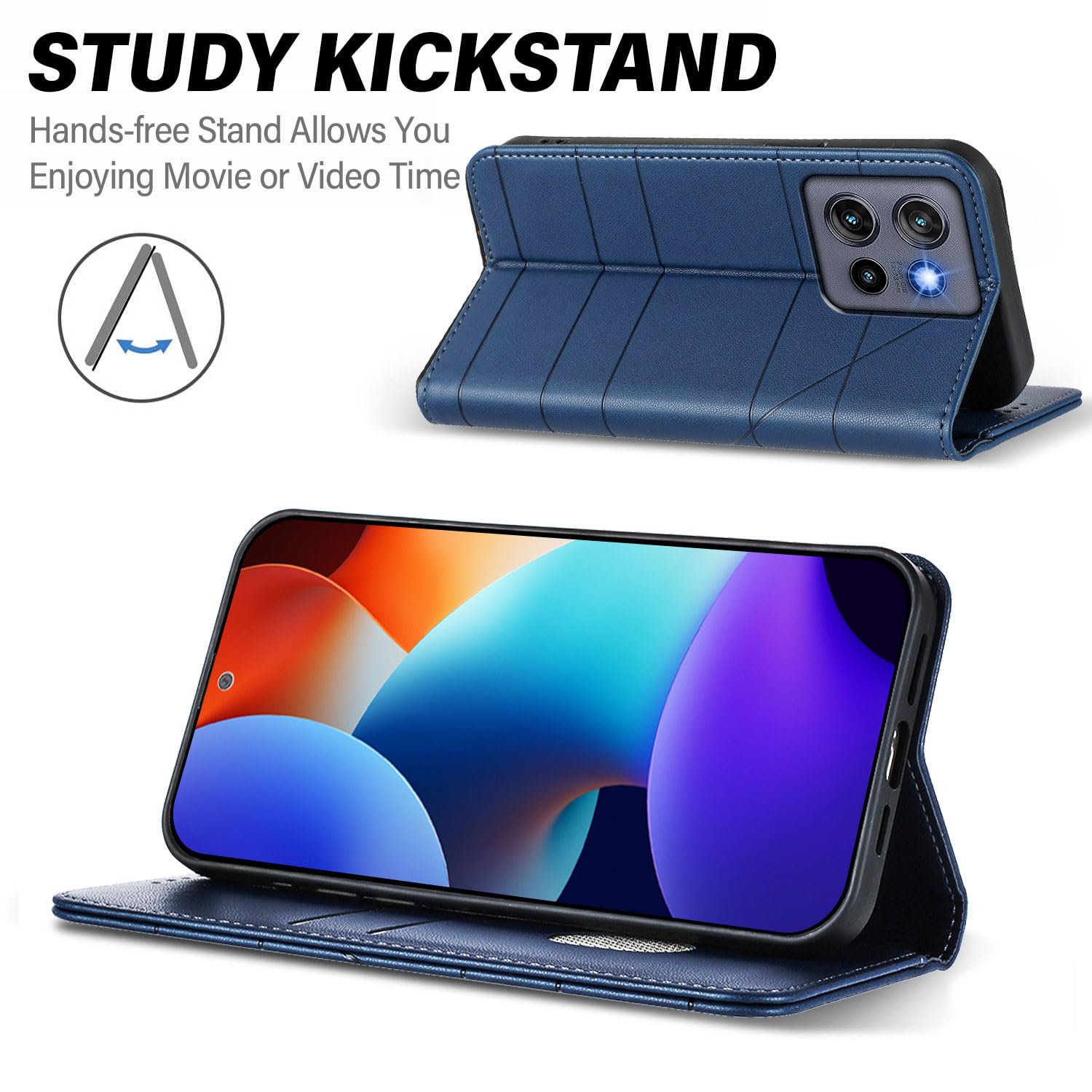 XINYEXIN Custodia per Motorola Edge 60 Neo/Edge 50 Neo, Cover a Libro in Pelle PU con Blocco RFID, Slot per Carte, Supporto, Protezione Completa Antiurto - Blu