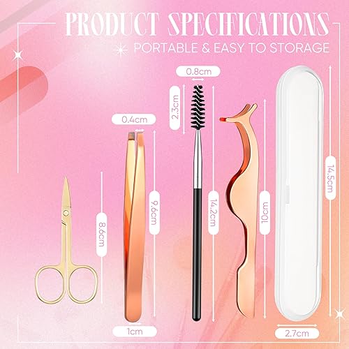 Miniatura 2 de Lasnten Juego de 5 herramientas aplicadoras de pestañas, pinzas para extensiones de pestañas, tijeras falsas de acero inoxidable, pinzas en racimo,