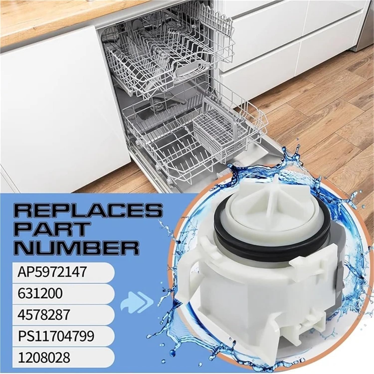 A99G-食器洗い機排水ポンプモーターアセンブリ 00631200 交換部品 モデル PS11704799 AP5972147