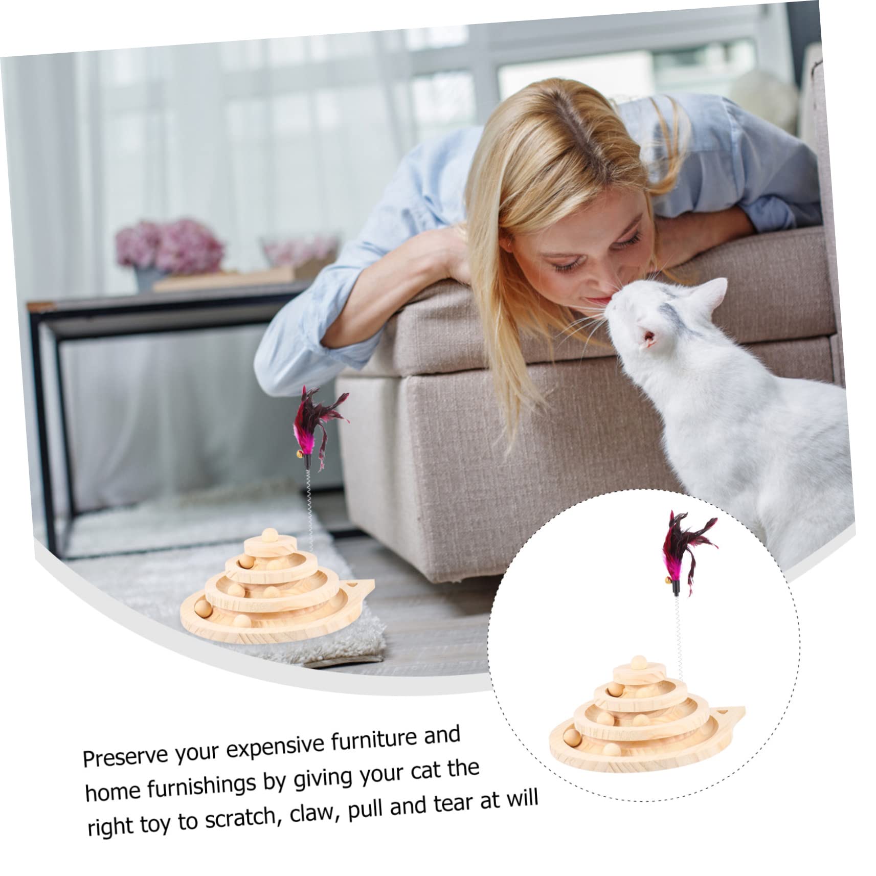 UPKOCH Toy pour Chaton avec Circuit Tournant à Couches et Billes Interactif pour Chat Favorise et Amusement des Félins