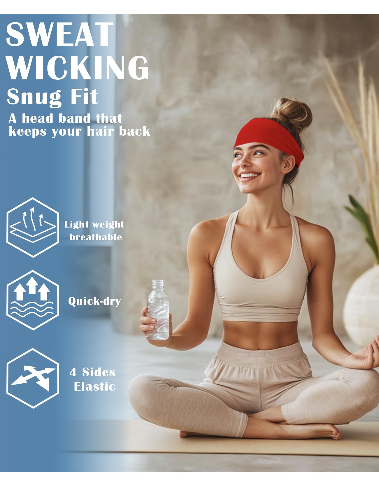 Diademas para hombres y mujeres, diadema antideslizante para el sudor, deportes, correr, ciclismo, yoga, baloncesto, entrenamiento, fútbol americano