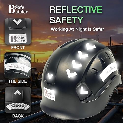 Miniatura 6 de SAFEBUILDER CR06 Casco de seguridad de construcción ABS Sistema de ventilación ajustable aprobado por OSHA cascos de trabajo industrial protección