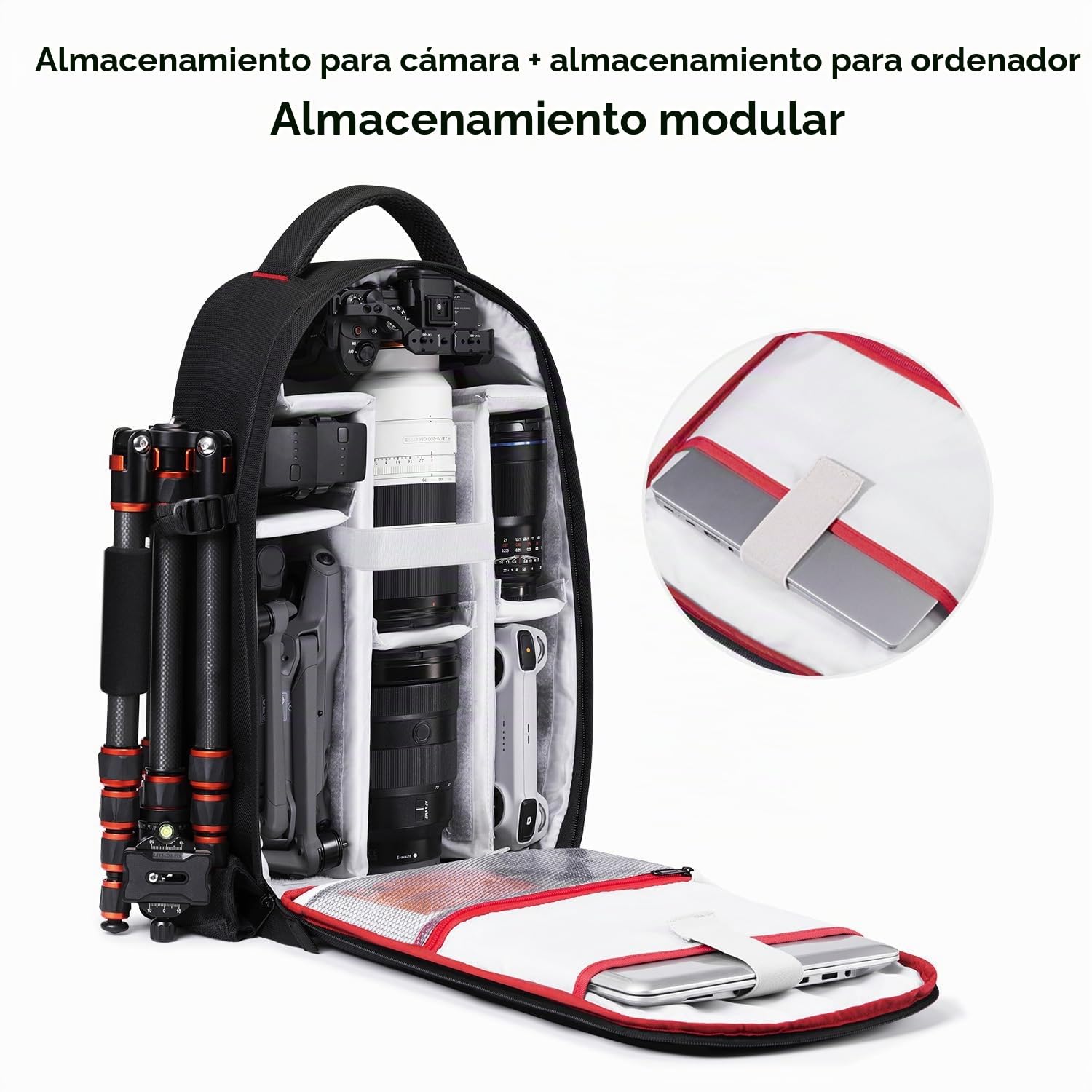 K&F Concept - Mochila para cámara fotográfica Impermeable con Compartimento para portátil para Canon Sony Nikon Olympus SLR/DSLR