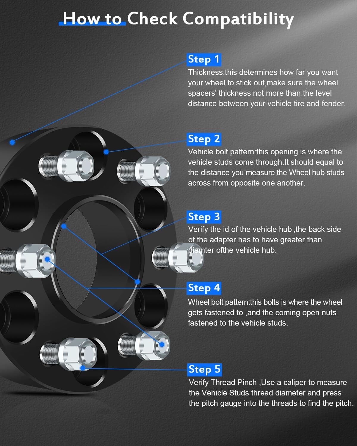 ECCPP 2PCS 6 Lug hub Centric Wheel Spacers 1.5" 6x5 to 6x5 12x1.5 78.1 CB Compatible with 2003-2006 for Chevrolet SSR for Chevrolet Trailblazer for gmc Envoy