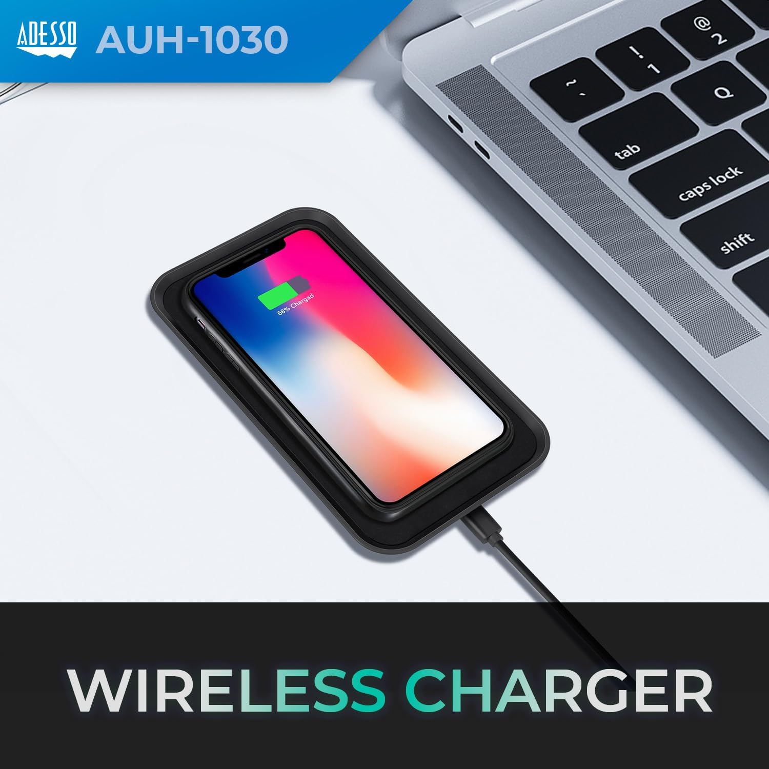 Adesso AUH-1030 10W Max Qi-Certified 3 Coils Wireless Charging Pad