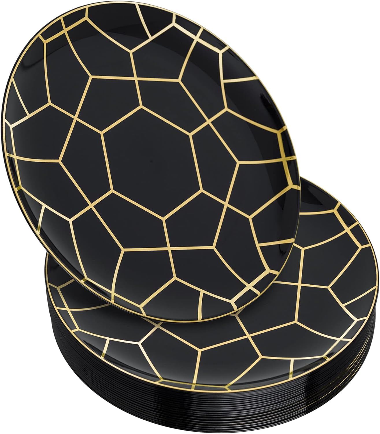 STACKABLES Pack of 20 Hard Plastic Wedding Plates 19cm Black and