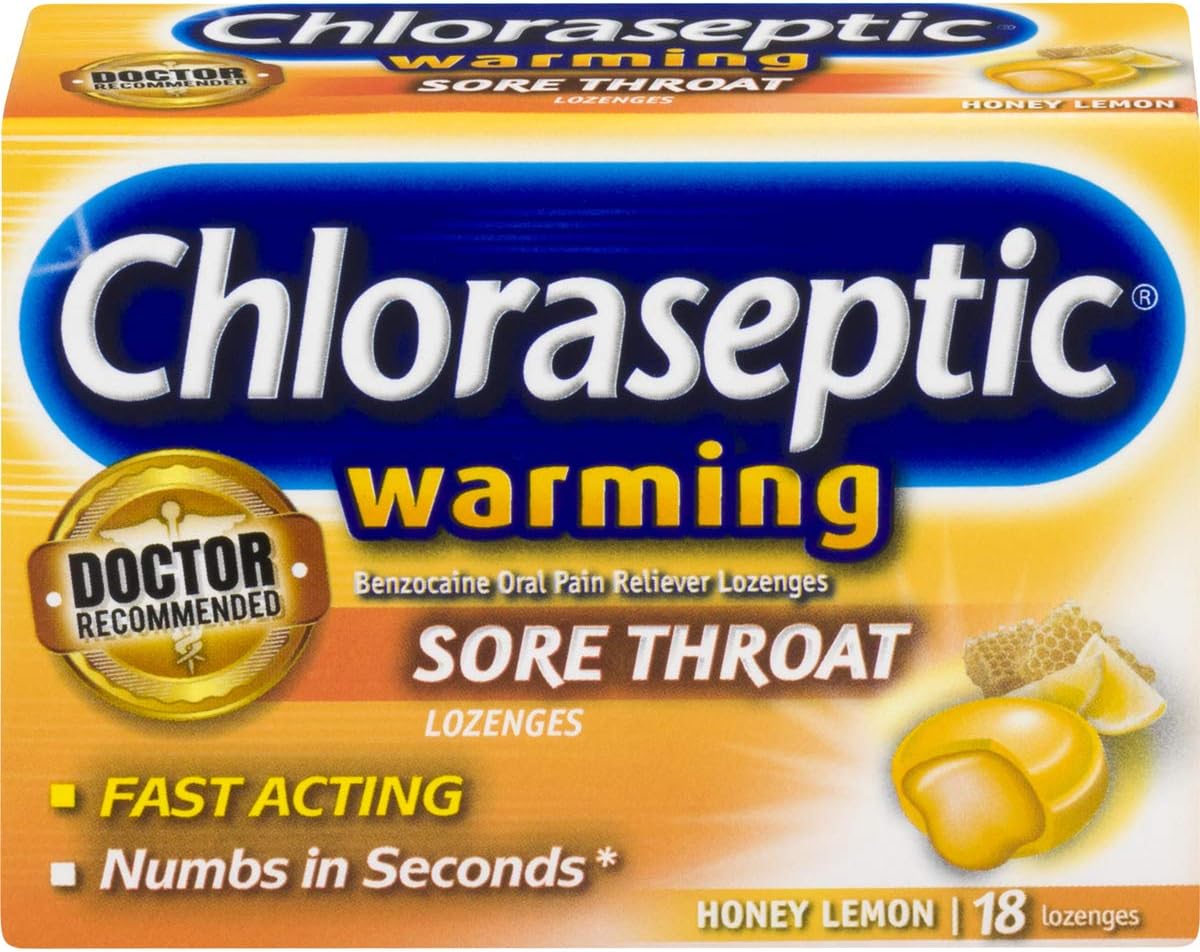 Chloraseptic Sore Throat Lozenges, Warming Honey Lemon, 18 Lozenges