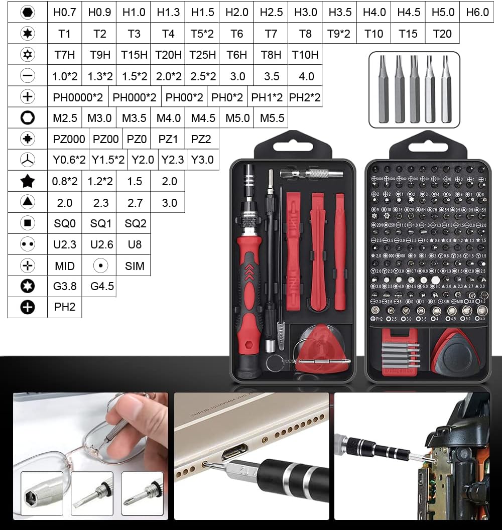New Mini 130 in 1 Screwdriver sets Magnetic, Hevanto Professional Precision Screwdriver Tools Sets, Repair for PC/Mobile Phone/Mobile Phone Case/Computer/Camera/Eyeglasses/Watch Hand Work
