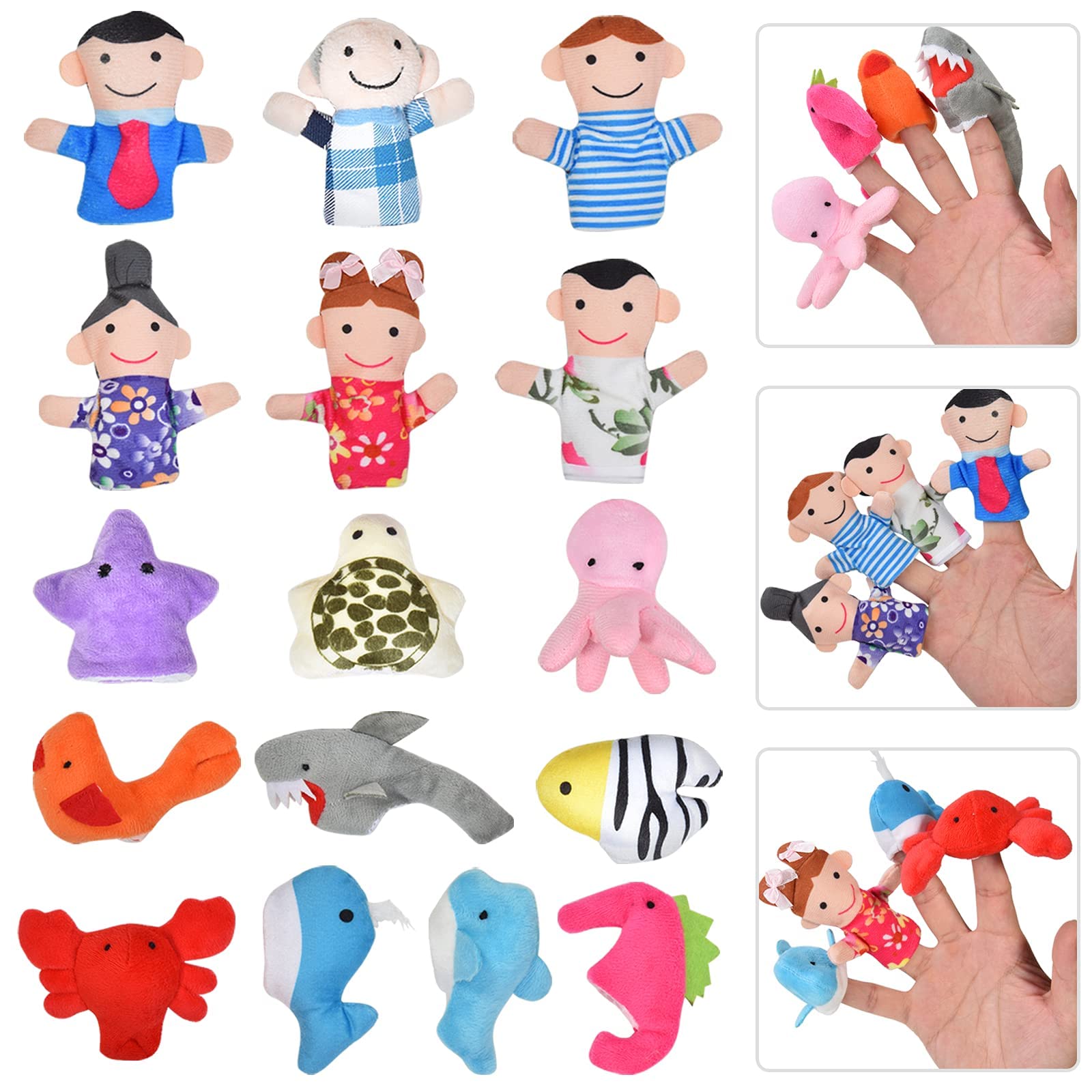 Set De 16 Marionetas De Dedo – Animales Y Familiares, De Felpa Suave, Colores Vivos, Ideales Para Cuentos, Guarderías Y Regalos De Cumpleaños Desde 3 Años