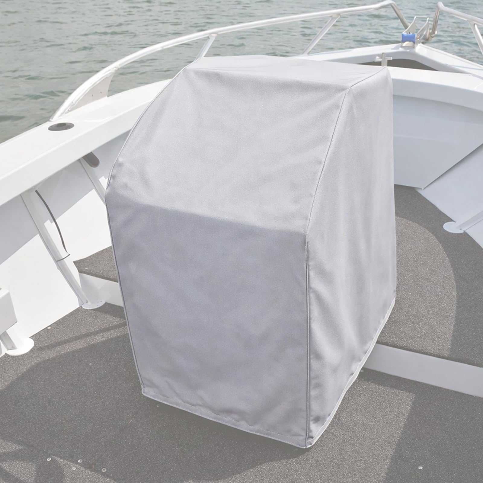 Cubierta de consola central de barco, lona de poliéster de grado marino 600D, cubierta de protección impermeable para barcos (gris, M)