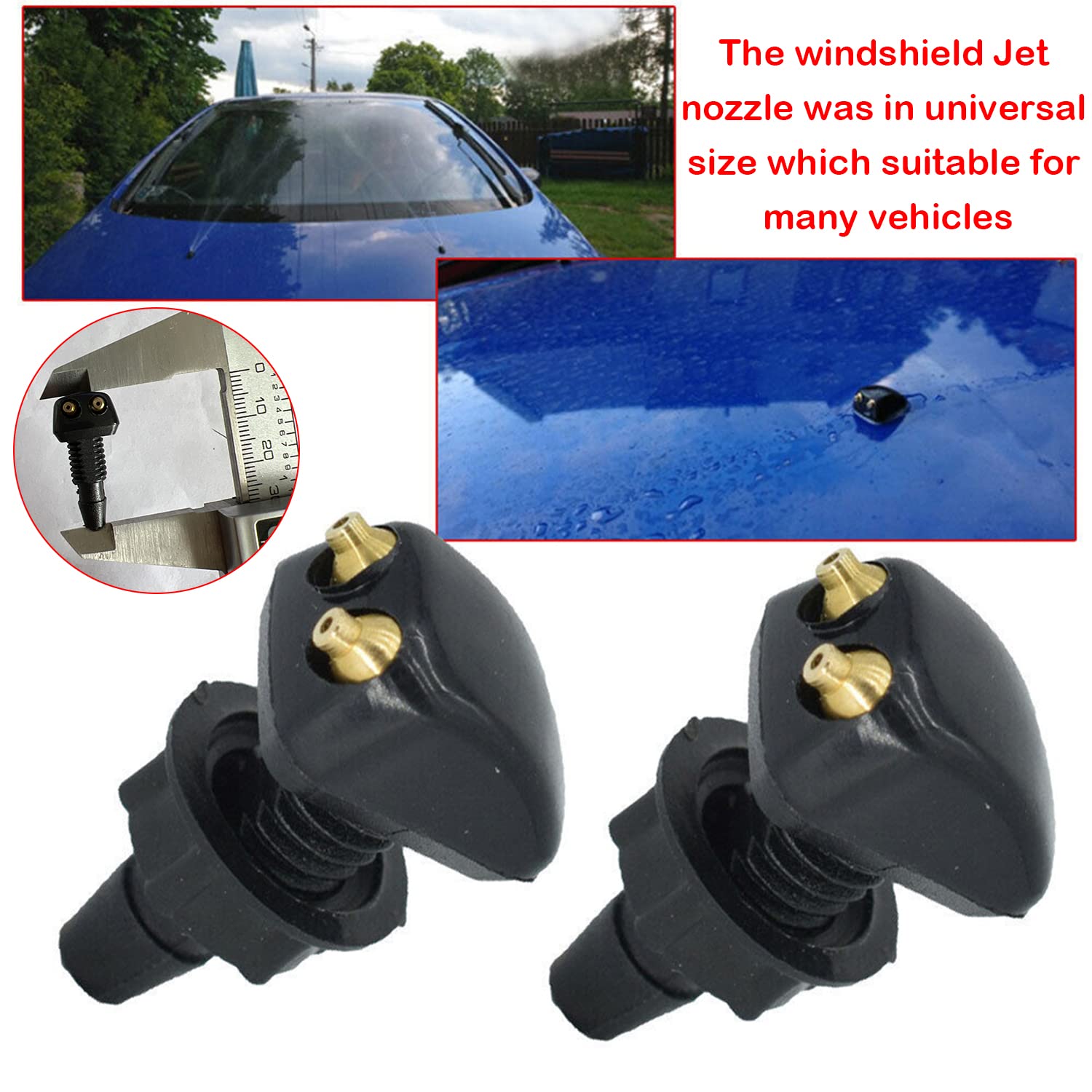 2-Pack Universal Front Windshield Wiper Washer Nozzles – Adjustable Spray Jets For Cars
