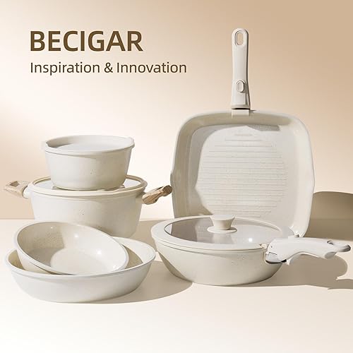 Miniatura 5 de Juego de 23 piezas de ollas y sartenes de cerámica, juego de ollas y sartenes antiadherentes, juego de ollas y sartenes con asas removibles, juego