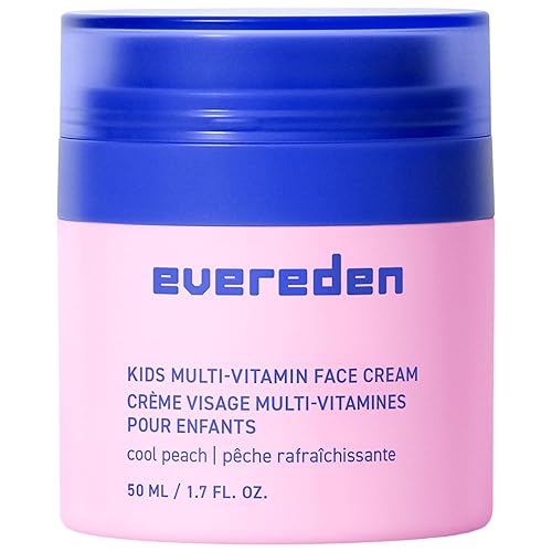 Evereden Crema facial para niños melocotón fresco, 1.7 oz. Loción facial natural y a base de plantas Hidratante facial limpio y no tóxico Cuidado