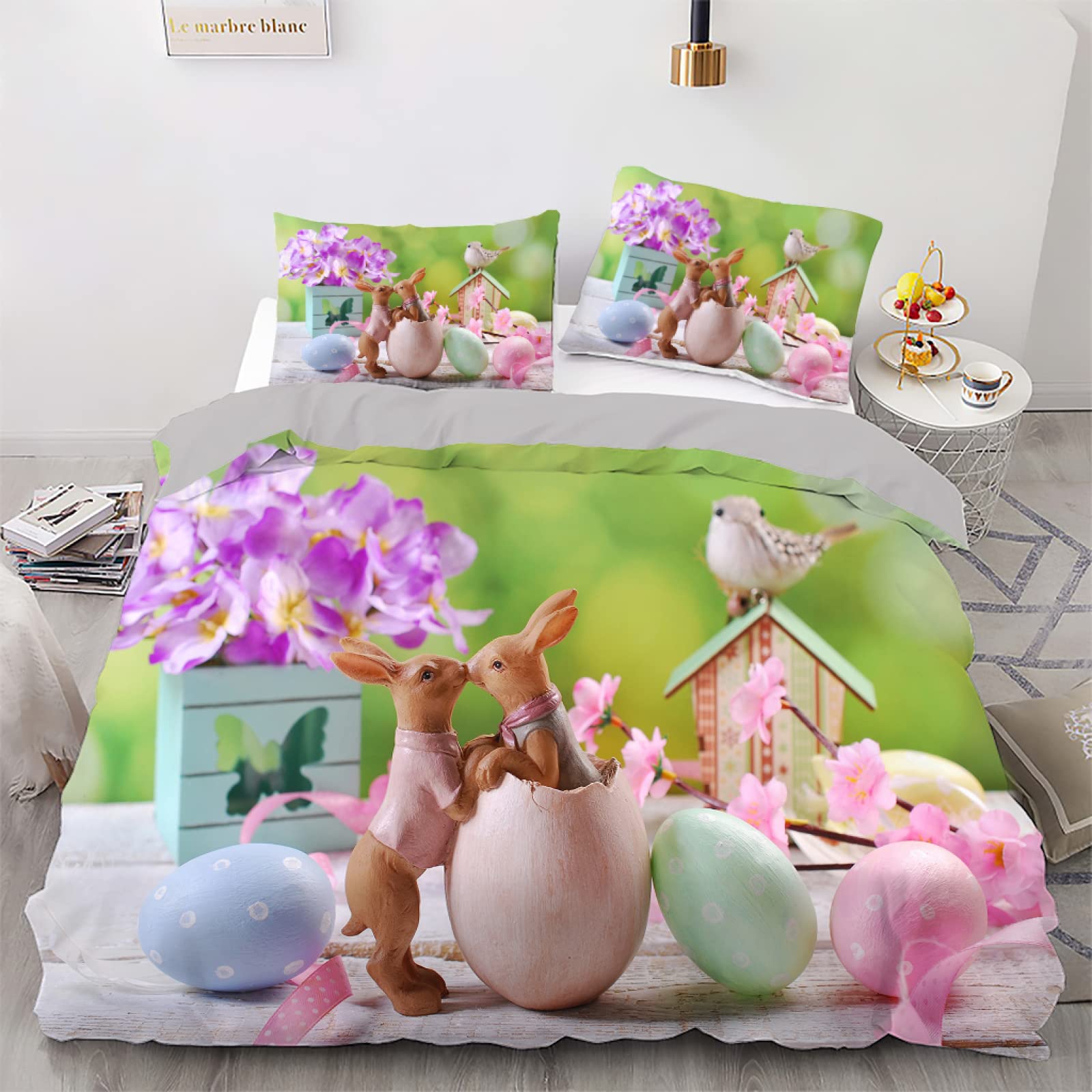 Housse de couette microfibre 240x260 fermeture éclair anti-plis lit double cyan