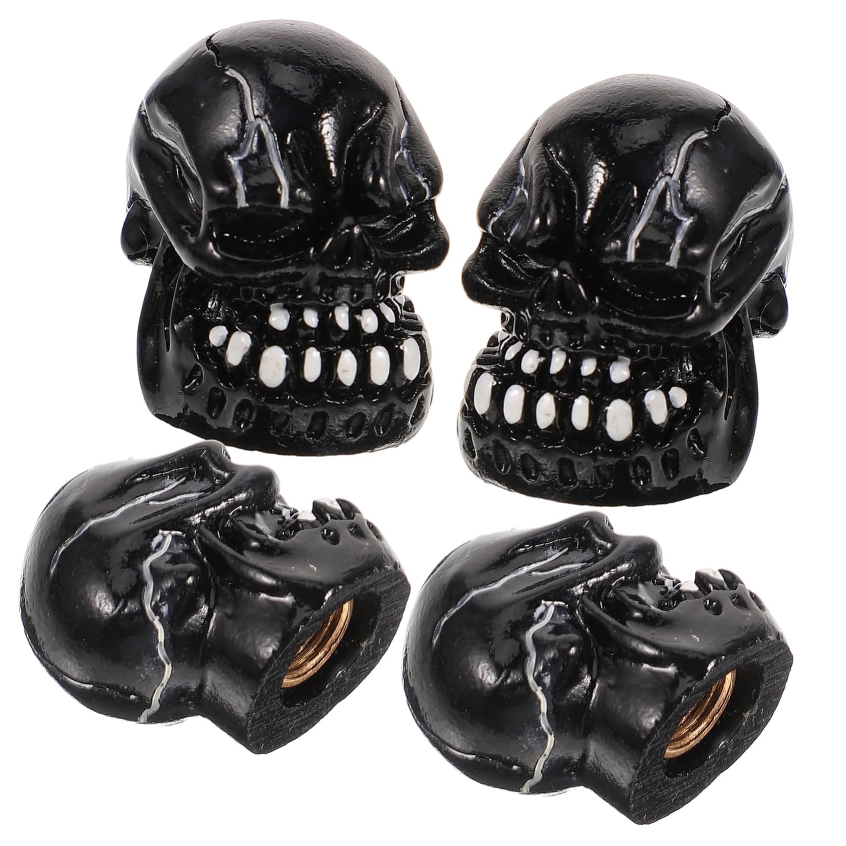 GOOHOCHY Skull Shaped Car Tire Valve Caps 4 Pack for Cars Trucks Suvs Bikes Motorcycles Prevent Valve Corrosion Unique Decorative Design