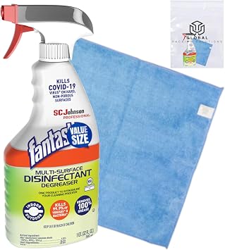 Fantastic Multi Surface Degreaser 32 Fl Oz, Herbal Scent, bundled with Micro Fiber Cloth