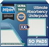 Inspire Extra Large Super Absorbent Disposable Bed Pads for Incontinence Ultra Thick and Absorbent Bed Pads Disposable Adult | Puppy Pads | Pee Pads for Adults (36" X 36" Pack of 50)