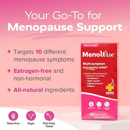 Miniatura 3 de Redd Remedies, MenoWise, alivia los síntomas, incluyendo sofocos, sudores nocturnos, sequedad vaginal y más, 60 cápsulas veganas