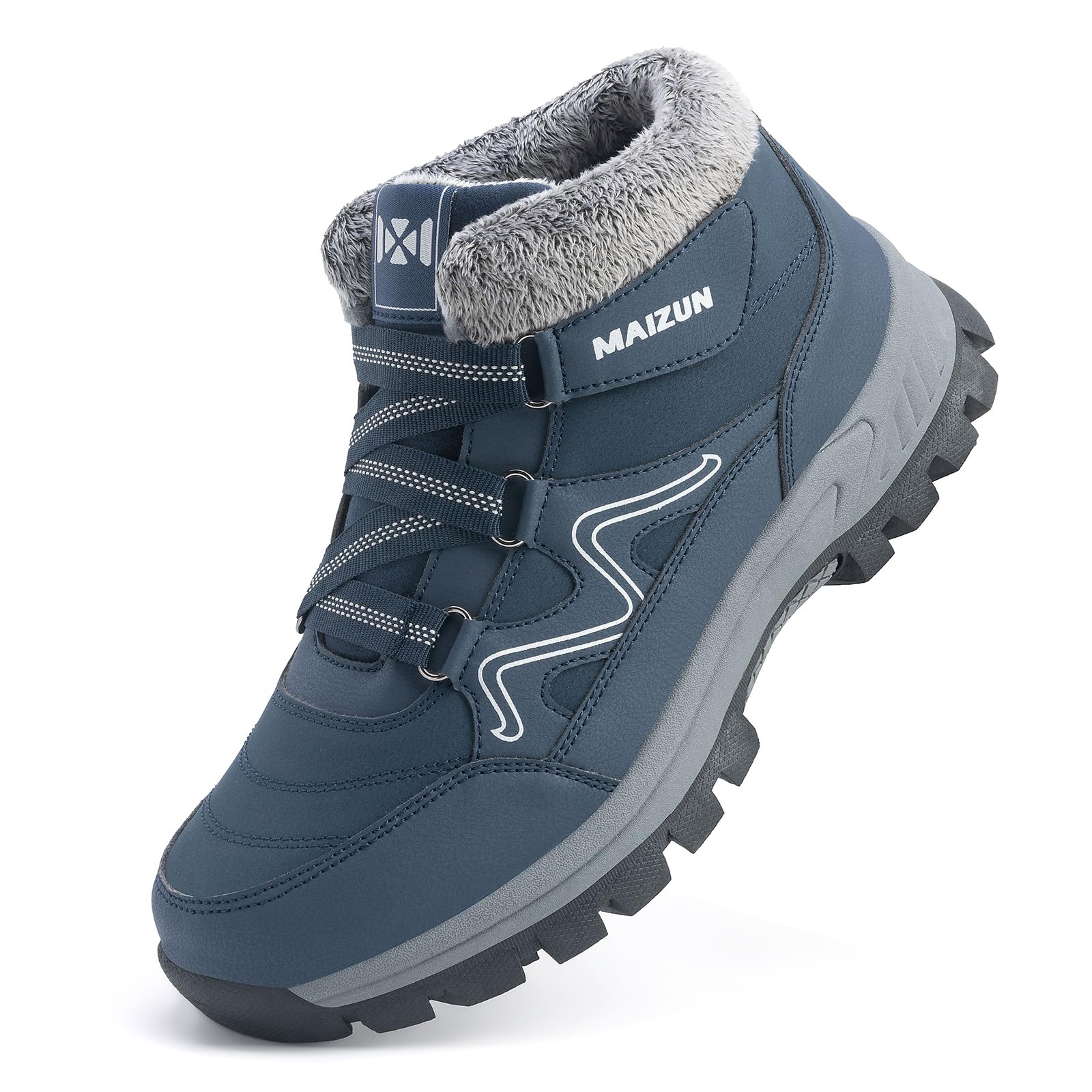 Moudn Botas de Nieve hombre Invierno Trekking Senderismo Botines hombre Cálidas Piel Forro Zapatos de Senderismo Antideslizantes Zapatos