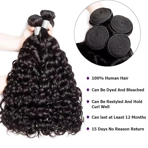 Miniatura 8 de Manojos de cabello humano ondulado de agua, 1 manojos de 14 pulgadas, 100% sin procesar, 10A, extensiones de cabello humano virgen brasileño 10A,
