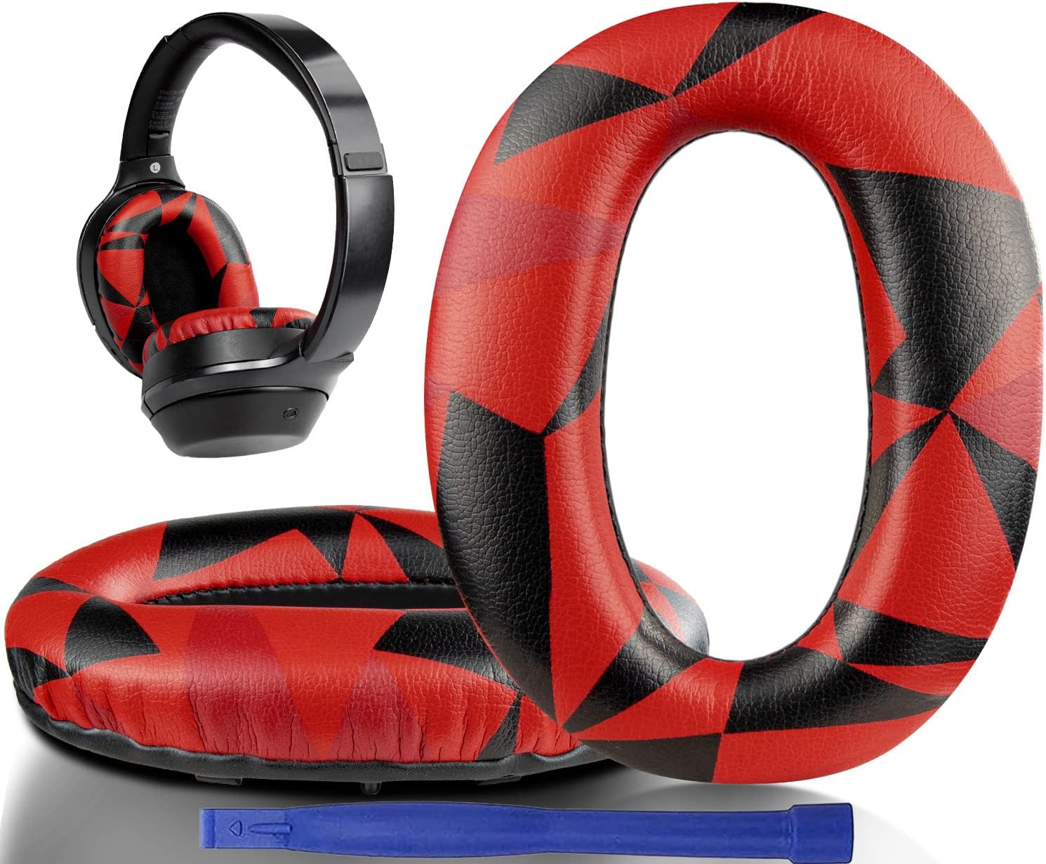 SOULWIT Replacement Earpads Cushions for Sony WH-1000XM2 (WH1000XM2) & MDR-1000X (MDR1000X) Headphones, Ear Pads with Noise Isolation Foam, Added Thickness (Red Storm)
