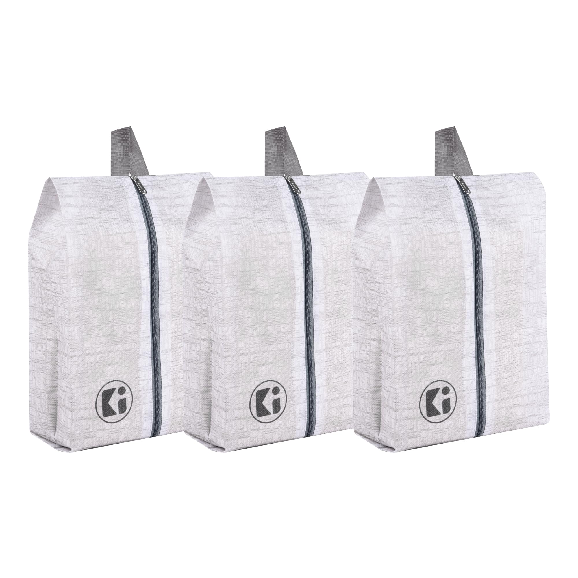Urbane Home Pack of 3 Shoe Bag For Travel | Drawstring Footwear Pouches & Toiletries Packing Bags/Covers For Travelling | White & Grey-image-30