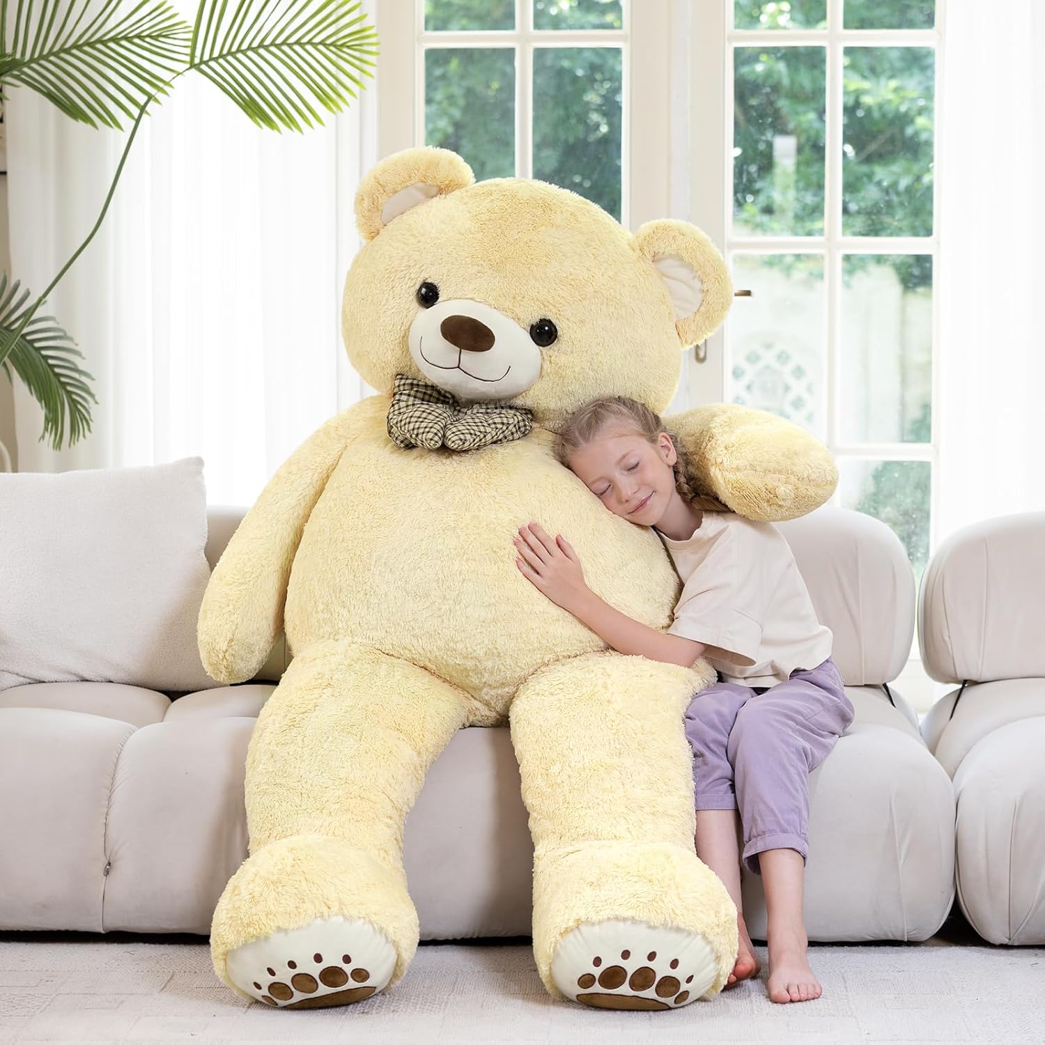 6ft Giant Teddy Bear Stuffed Animal, 72" Big Teddy Bear Plush Toy, Jumbo Stuffed Bear Gift for Girlfriend, Wife, Kids at Birthday Valentine's Day, Christmas, Baby Shower Decor, Beige
