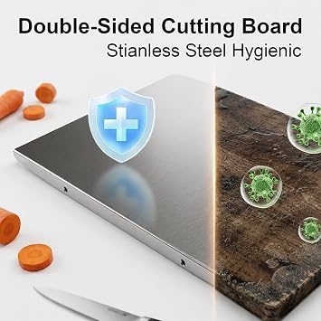 Tifanso Stainless Steel Cutting Board with Lip for Food Prep